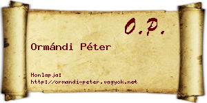 Ormándi Péter névjegykártya